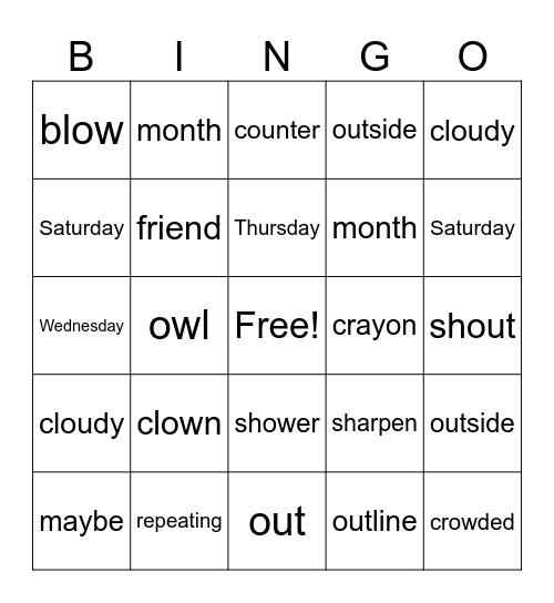 Untitled Bingo Card
