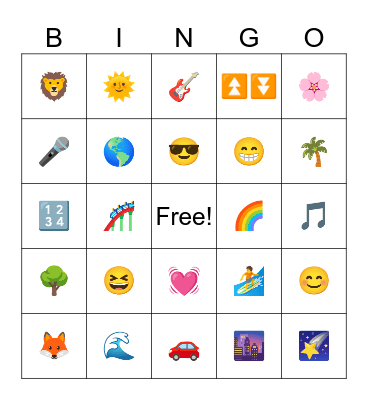 Summer Music Bingo Card