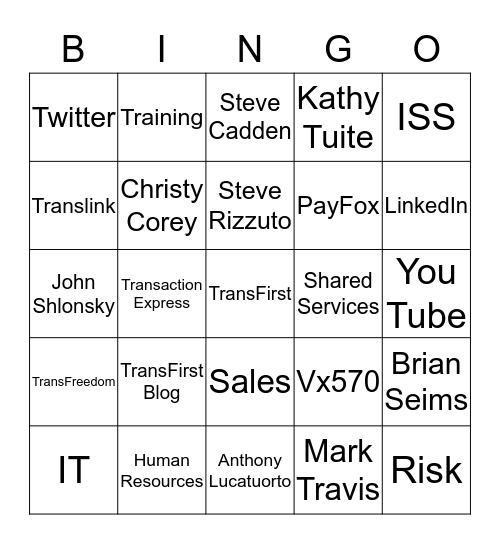 TransFirst Bingo Card