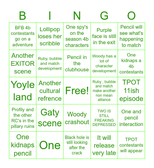 TPOT 18 BINGO Card