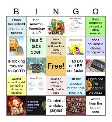 Remote Work Bingo Card