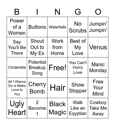 Girl Groups Bingo Card