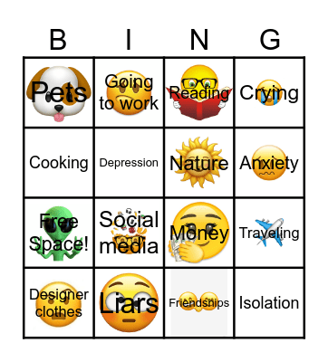 Therapeutic Bingo Card