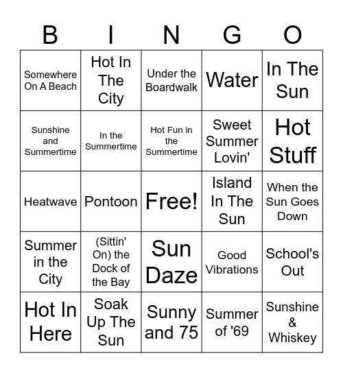 Sweet Summertime Bingo Card