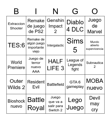 No E3 2025 Bingo Card