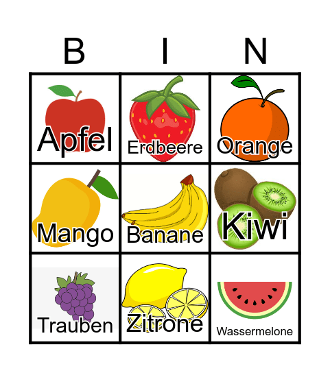 Obst Bingo Card