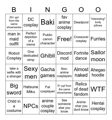 comic con bingo Card