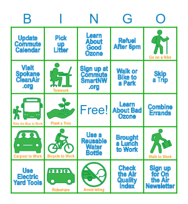 July Clean Air BINGO Card