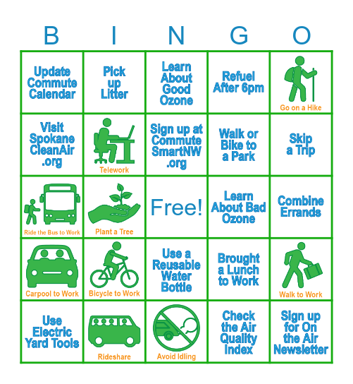 July Clean Air BINGO Card