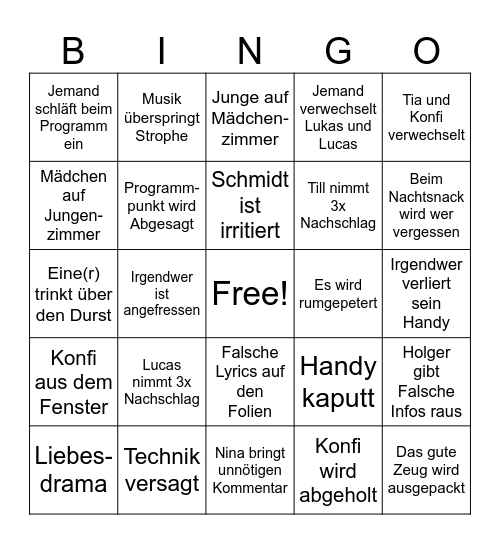 Konficamp 2025 Bingo Card