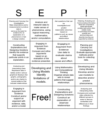 SEPingo! Bingo Card