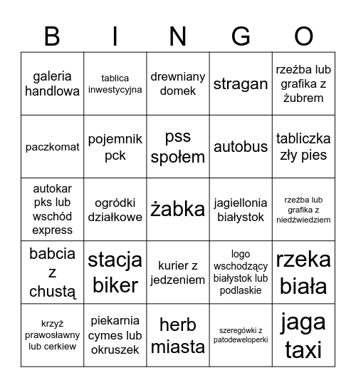 Białystok Bingo Card