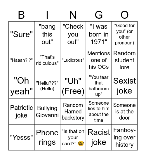 Harned's 4th block Bingo Card