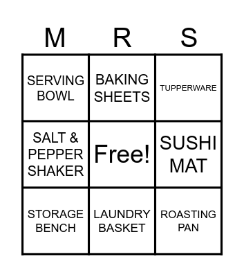 BRIDAL BINGO Card