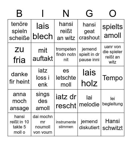 Musiproub Bingo Card