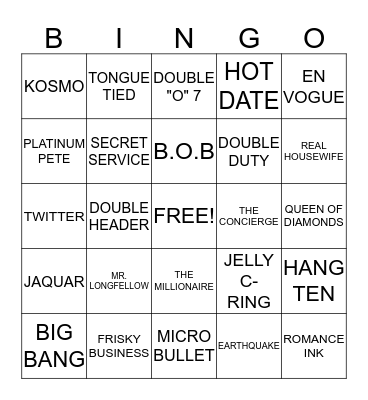 Pure Romance Bingo Card