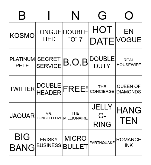 Pure Romance Bingo Card