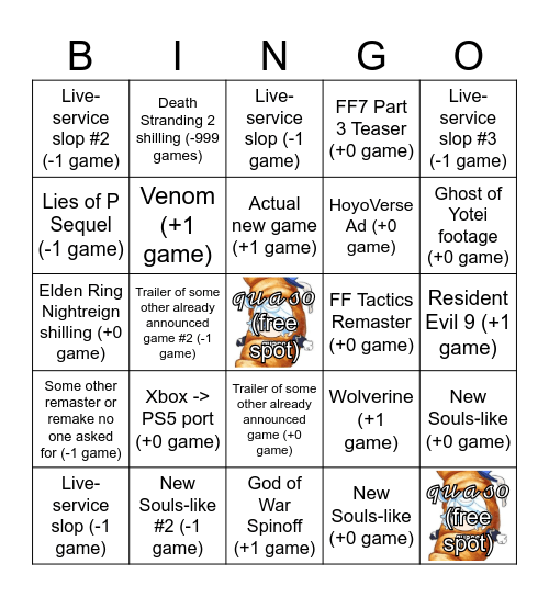 State of No Games June 4 2025 Bingo Card