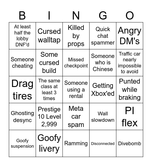 FH5 Open BINGO Card