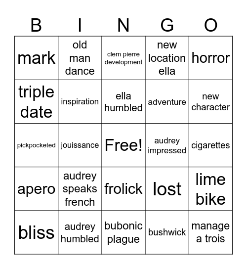 paringo Bingo Card