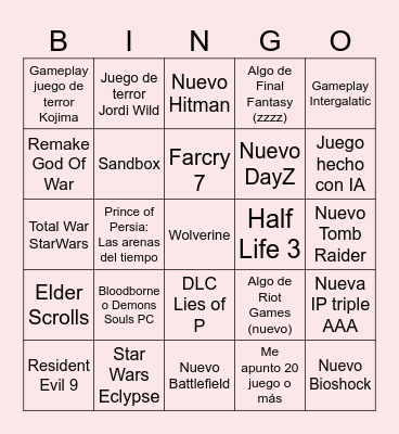 NO E3 2025 Bingo Card