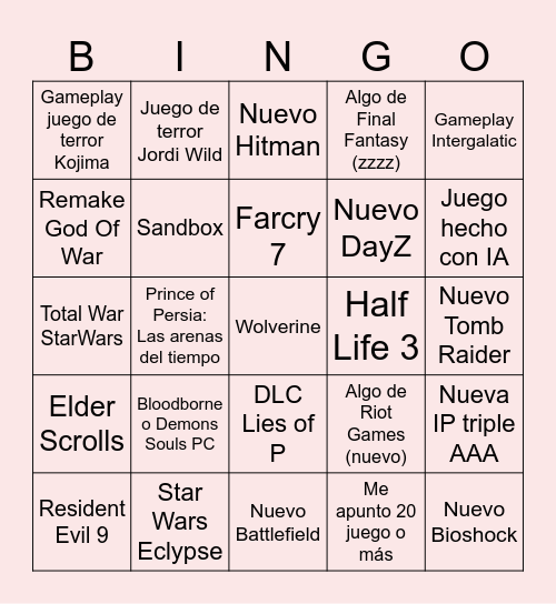 NO E3 2025 Bingo Card