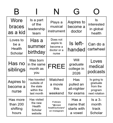 "GET TO KNOW YOU BINGO" Bingo Card