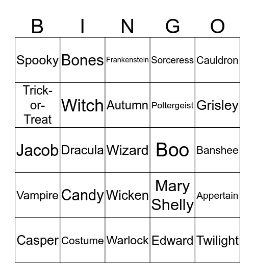 Halloween-Bella Stein Bingo Card