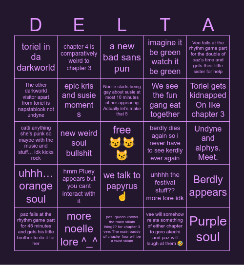 DELTARUNE Bingo Card
