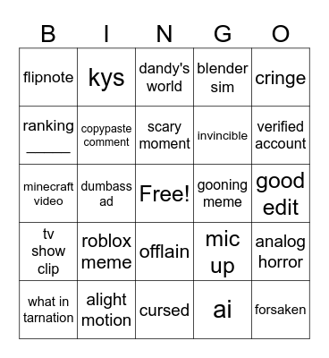 FYP BINGO Card