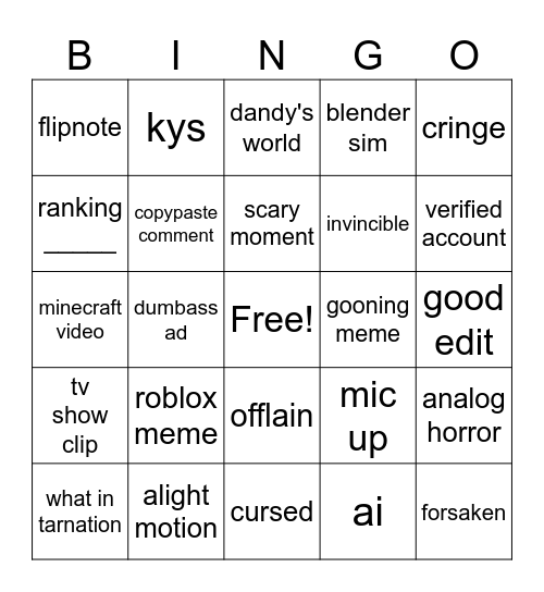 FYP BINGO Card