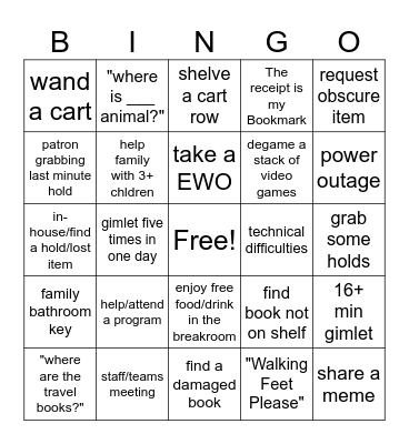 Library Bingo Card