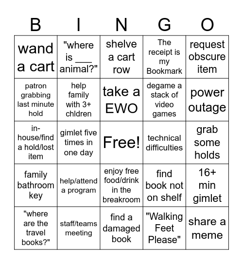 Library Bingo Card