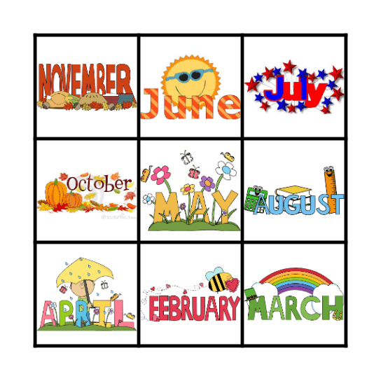 BINGO Months of the Year Bingo Card