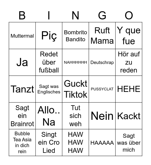Tarek Bingo Card