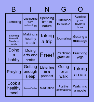 Self Care Bingo Card