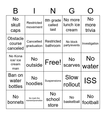 Family talk/ principal Bingo Card
