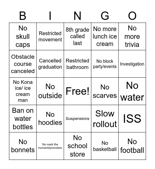 Family talk/ principal Bingo Card