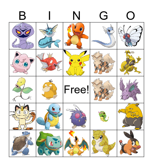 Pokemon Bingo Card
