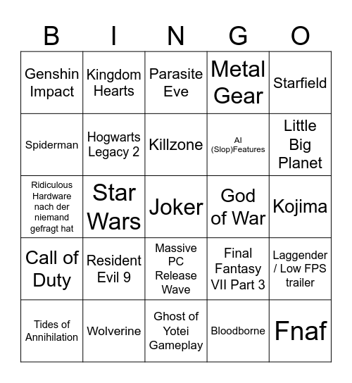 State of Play Mai Bingo Card