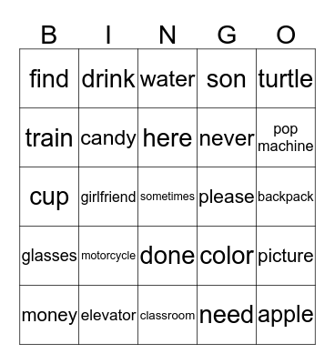 Unit Three Vocab Bingo Card