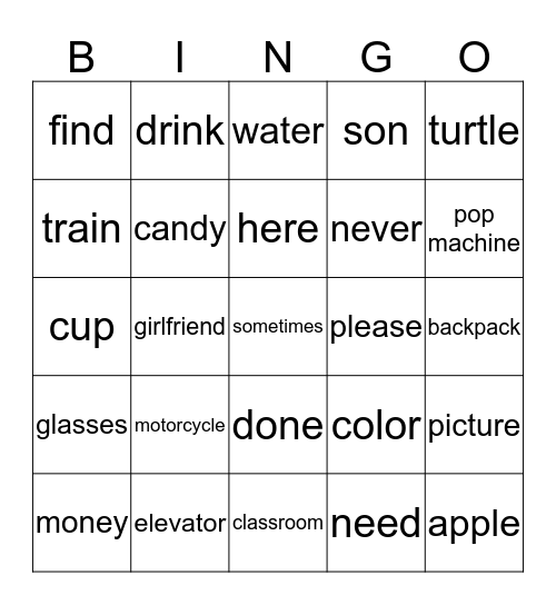 Unit Three Vocab Bingo Card