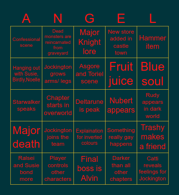 Deltarune Chapter 4 Bingo Card