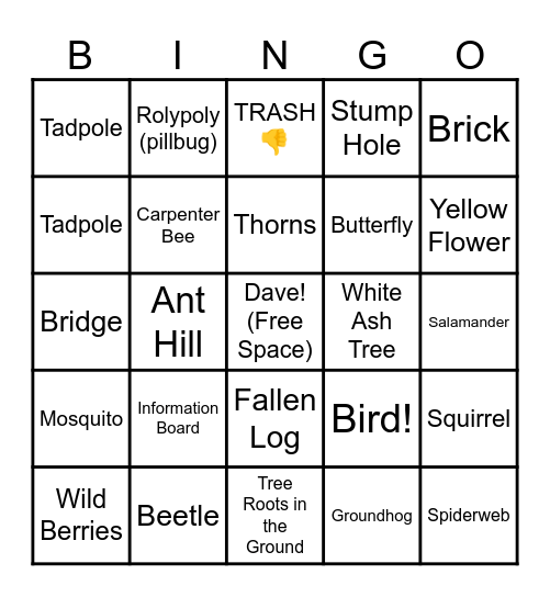 BUSEY WOODS BINGO Card
