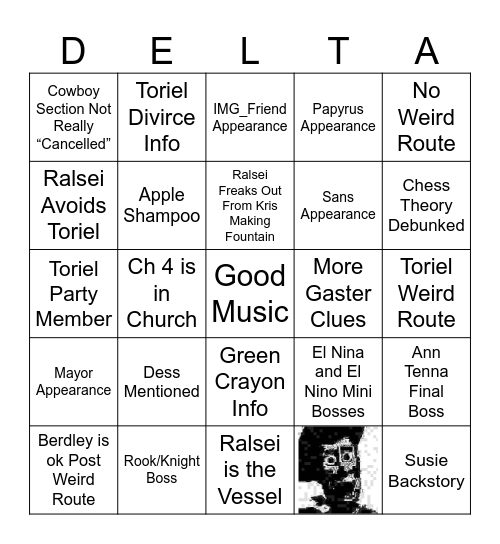 Deltarune Predictions Bingo Card