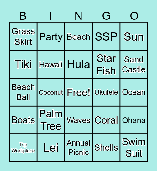 Luau Bingo Card