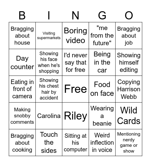 Sam Wilder Bingo Card