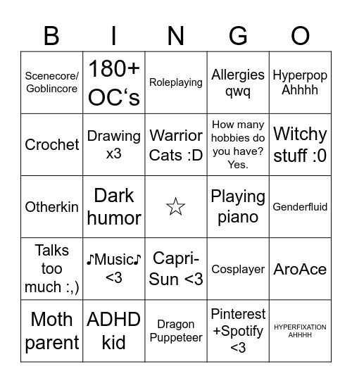 Foxghost Bingo Card