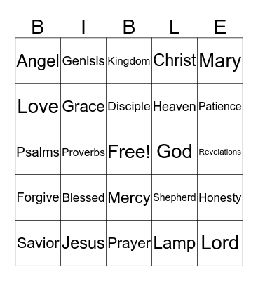 Bible Bingo Card