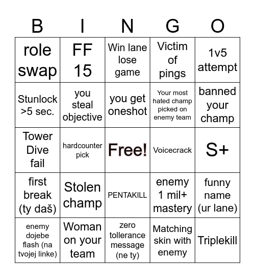 Lolec Bingo Card